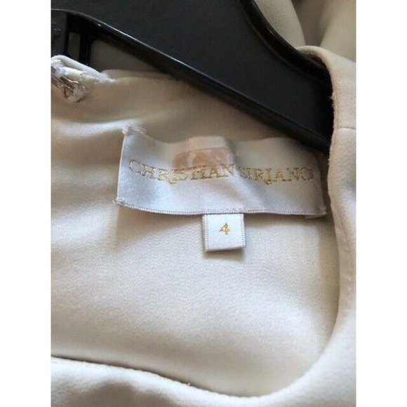 PREOWNED $1200 CHRISTIAN SIRIANO IVORY DRAPED RUCHED DRESS US SIZE 4 SOLD OUT! - Picture 6 of 6
